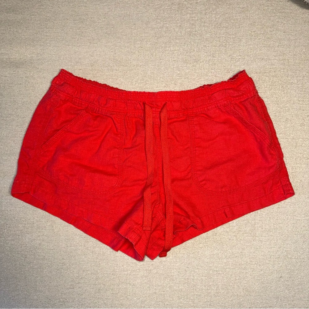 SO Women's Bright Red Linen Drawstring Shorts New w/o tags